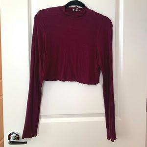 Burgundy TOBI crop turtleneck top